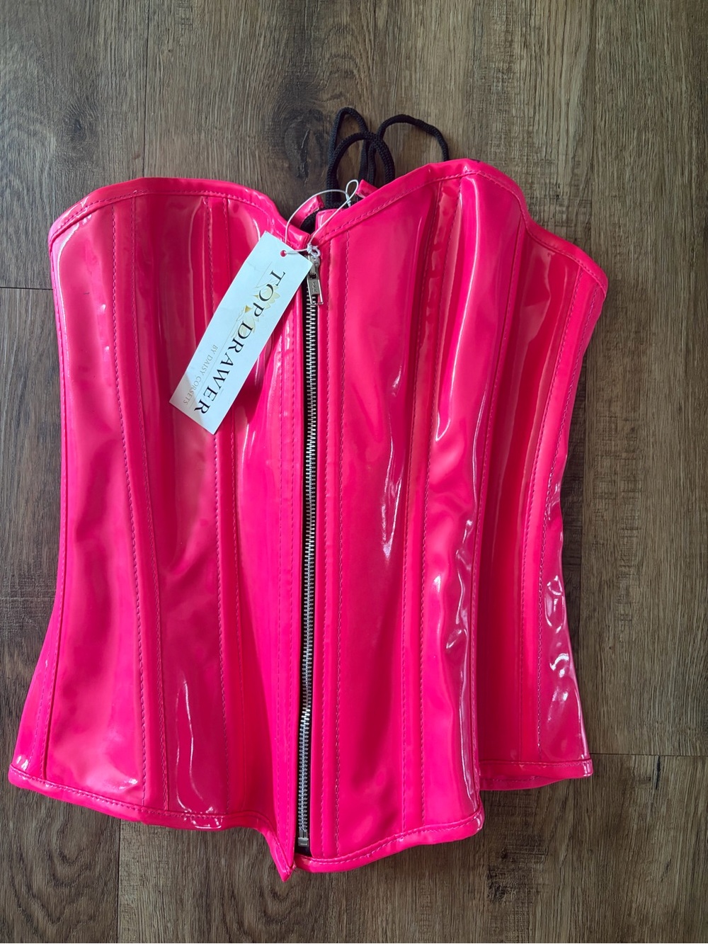 Top Drawer Hot Pink Patent Front-Zip Corset